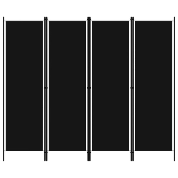 Sobna pregrada s 4 panela crna 200 x 180 cm