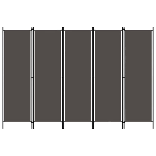 Sobna pregrada s 5 panela antracit 250 x 180 cm
