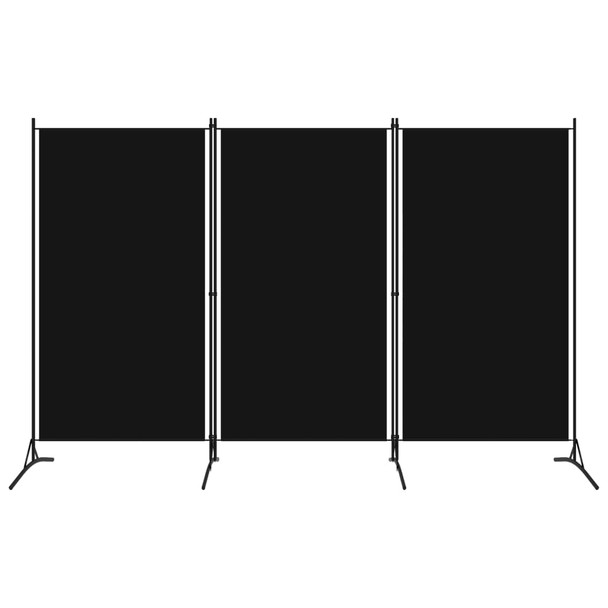 Sobna pregrada s 3 panela crna 260 x 180 cm