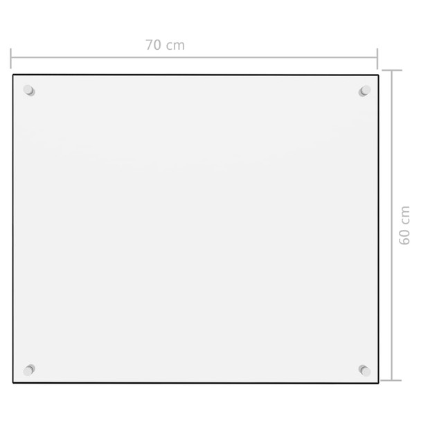 Kuhinjska zaštita od prskanja bijela 70 x 60 cm kaljeno staklo