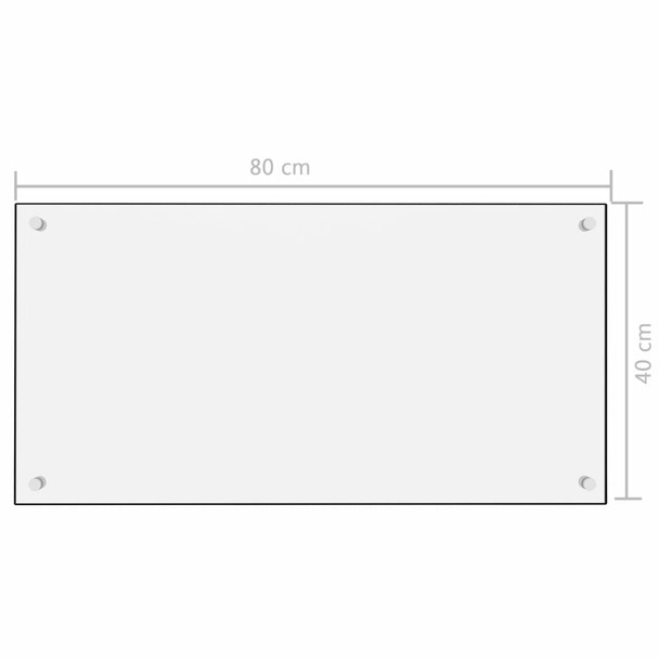 Kuhinjska zaštita od prskanja bijela 80 x 40 cm kaljeno staklo