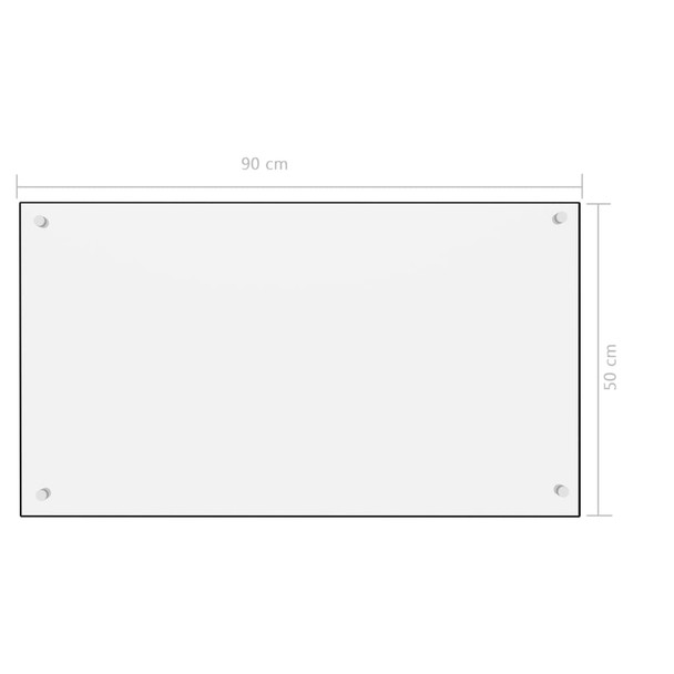 Kuhinjska zaštita od prskanja bijela 90 x 50 cm kaljeno staklo