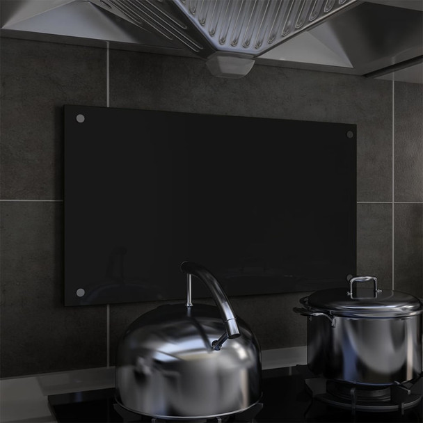 Kuhinjska zaštita od prskanja crna 70 x 40 cm kaljeno staklo