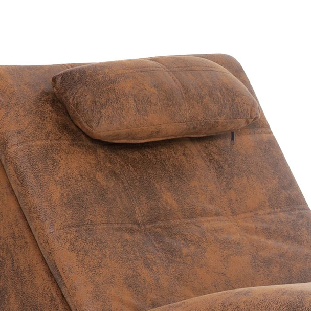 Masažni ležaj od umjetne brušene kože s jastukom smeđi