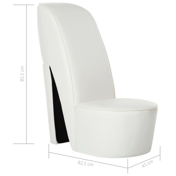 Stolica u obliku visoke pete od umjetne kože bijela