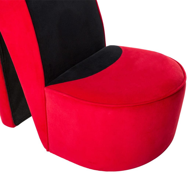 Stolica u obliku visoke pete crvena baršunasta