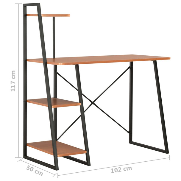 Radni stol s policama crno-smeđi 102 x 50 x 117 cm