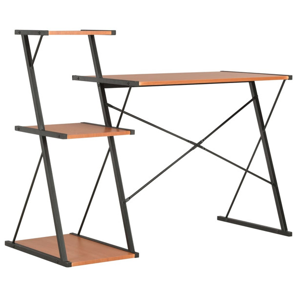Radni stol s policom crno-smeđi 116 x 50 x 93 cm