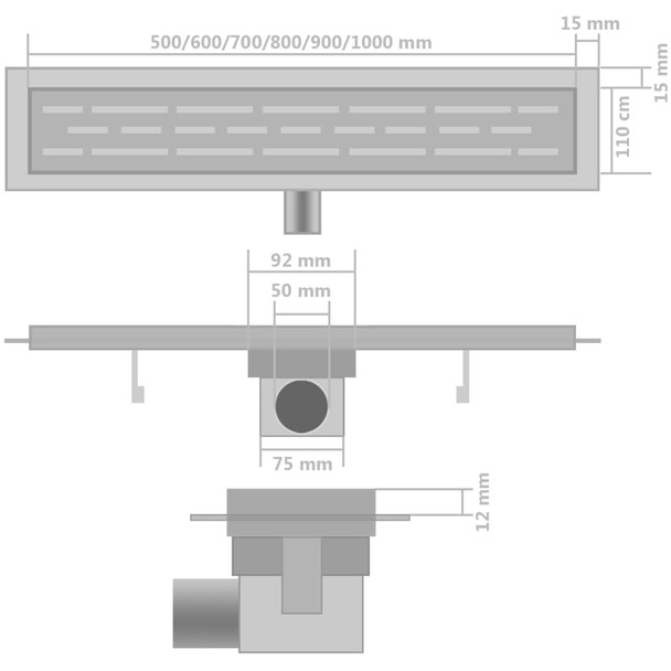 Linearni odvod za tuš 2 kom 730 x 140 mm od nehrđajućeg čelika