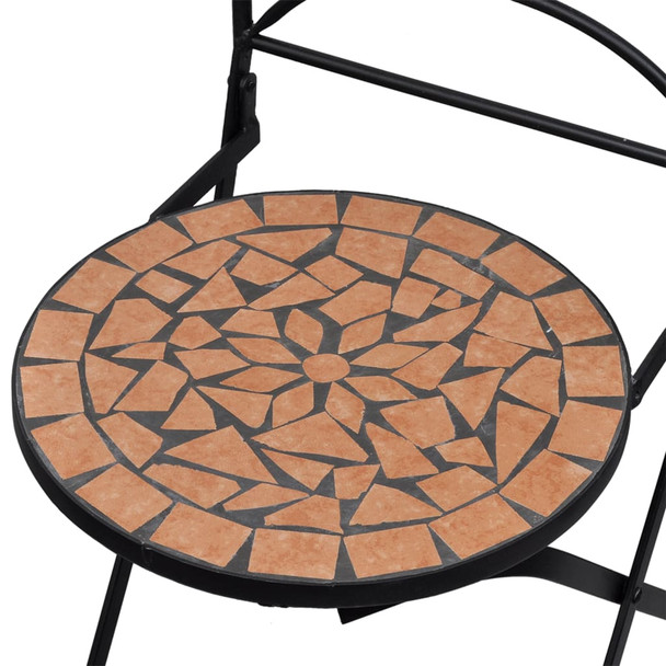 3-dijelni mozaični bistro set s keramičkim pločicama boje cigle
