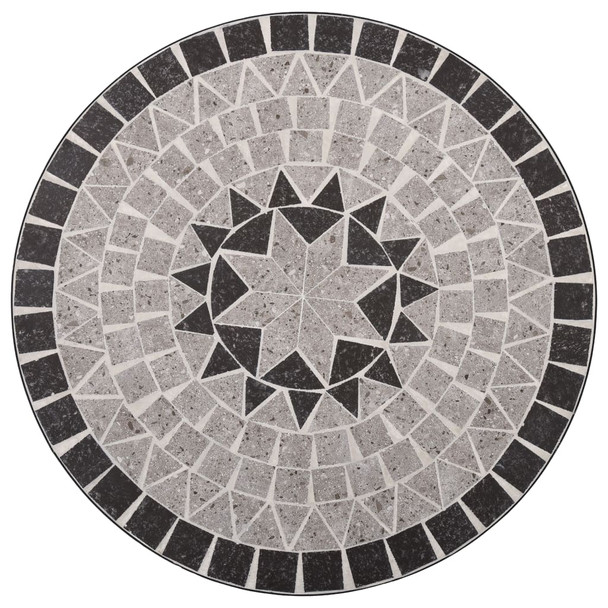 3-dijelni mozaični bistro set s keramičkim pločicama sivi