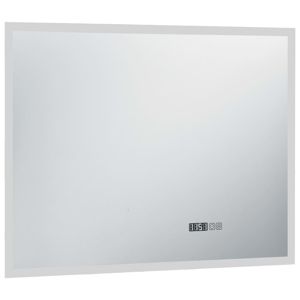 Kupaonsko LED ogledalo sa senzorom na dodir i satom 80 x 60 cm