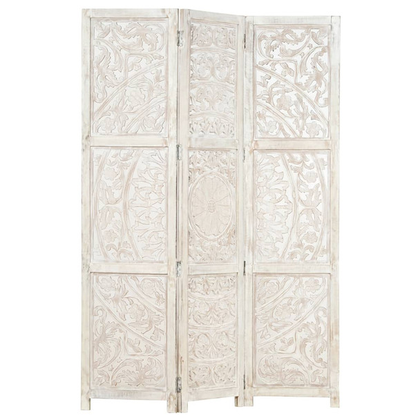 Sobna pregrada s 3 panela bijela 120x165 cm masivno drvo manga