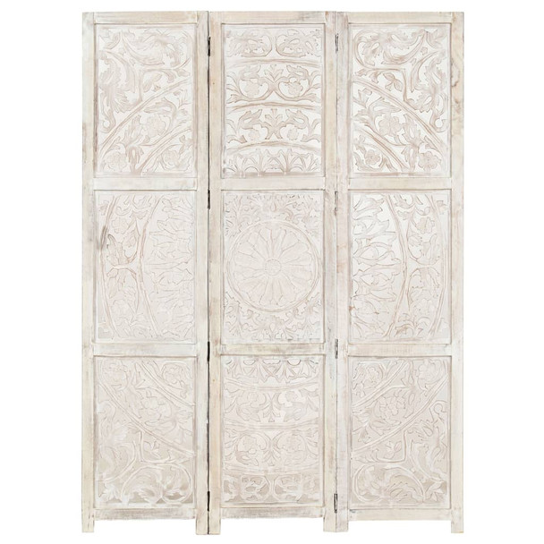 Sobna pregrada s 3 panela bijela 120x165 cm masivno drvo manga