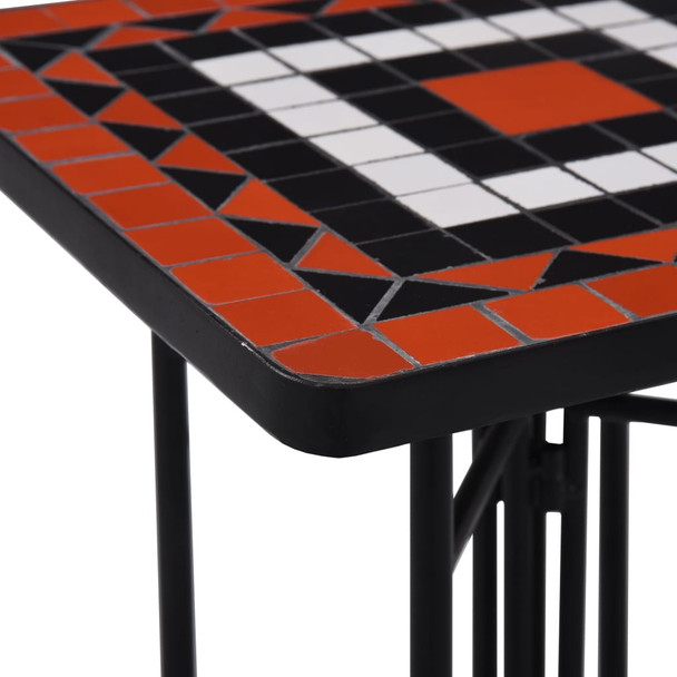 Mozaični bočni stolić boja cigle i bijeli keramički