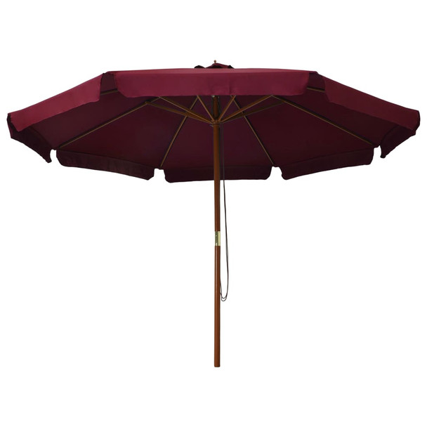 Vrtni suncobran s drvenom šipkom 330 cm bordo