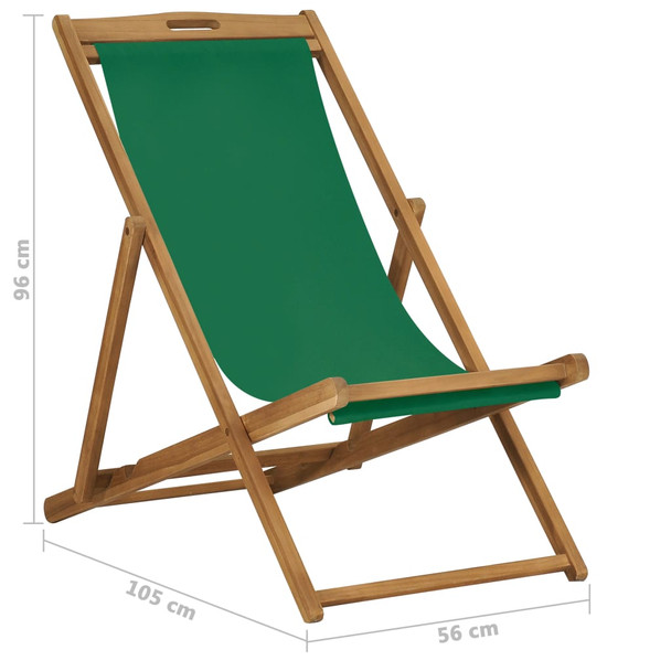 Sklopiva stolica za plažu od masivne tikovine zelena