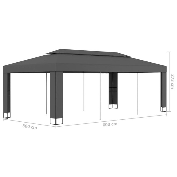 Sjenica s dvostrukim krovom 3 x 6 m antracit