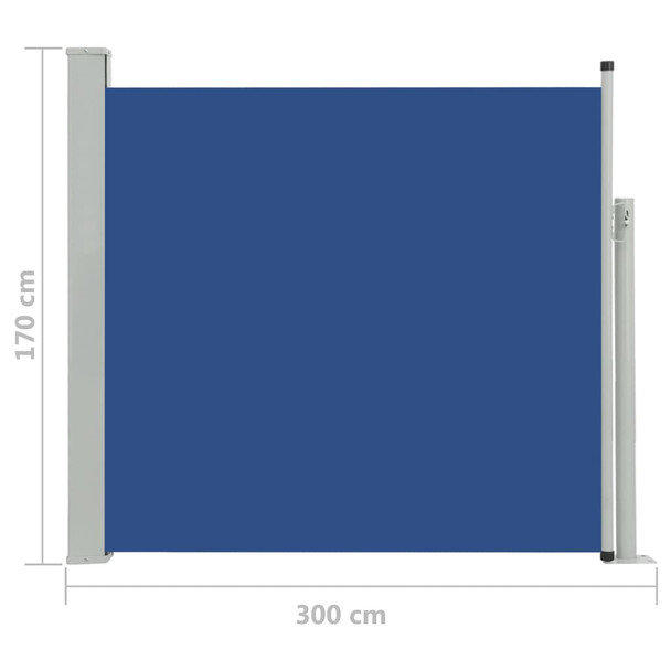 Uvlačiva bočna tenda za terasu 170 x 300 cm plava