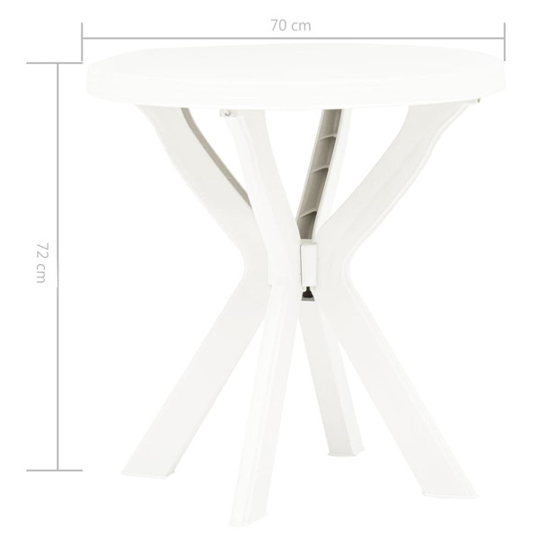 Bistro stol bijeli Ø 70 cm plastični