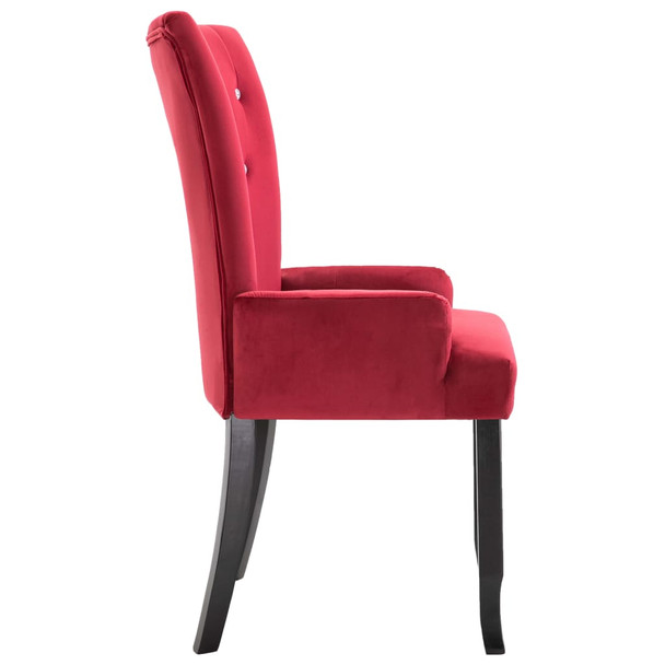 Blagovaonska stolica s naslonima za ruke 4 kom crvena baršun