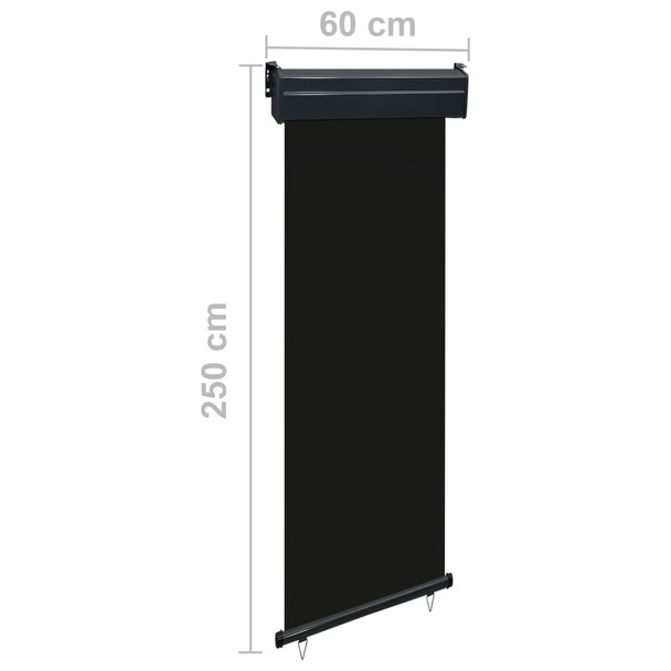 Balkonska bočna tenda 60 x 250 cm crna