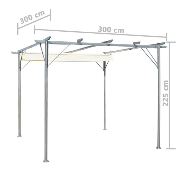 Pergola s pomičnim krovom krem bijela 3 x 3 m čelična