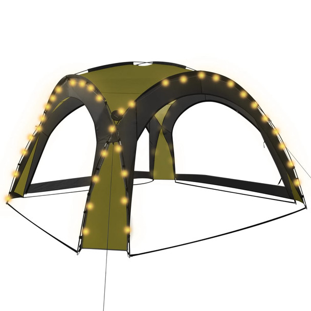 Šator za zabave s 4 bočna zida LED 3,6 x 3,6 x 2,3 m zeleni