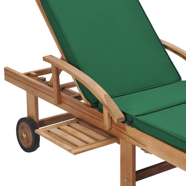 Ležaljke za sunčanje s jastucima 2 kom masivna tikovina zelene