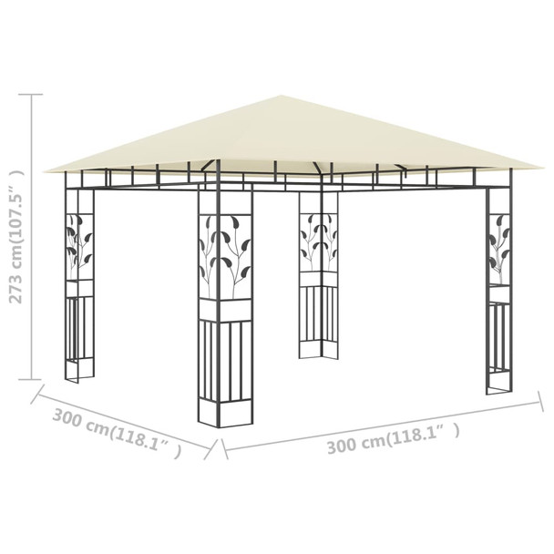 Sjenica s mrežom protiv komaraca 3 x 3 x 2,73 m krem 180 g/m²