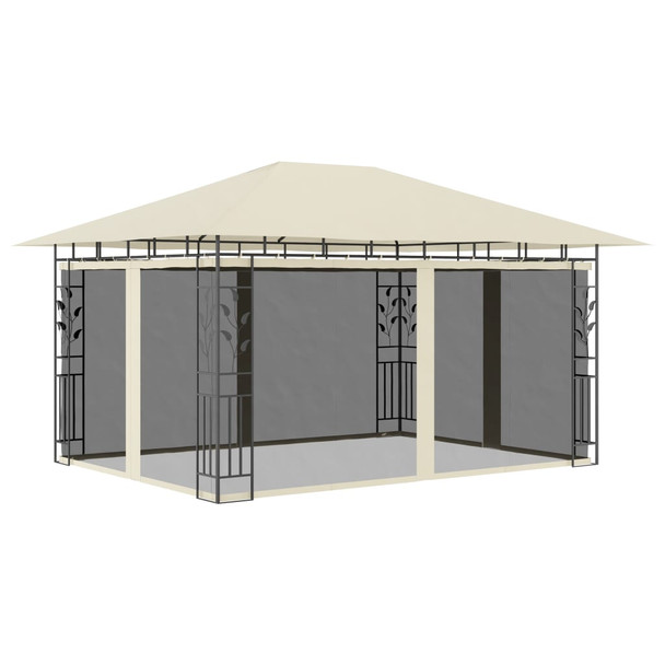 Sjenica s mrežom protiv komaraca 4 x 3 x 2,73 m krem 180 g/m²