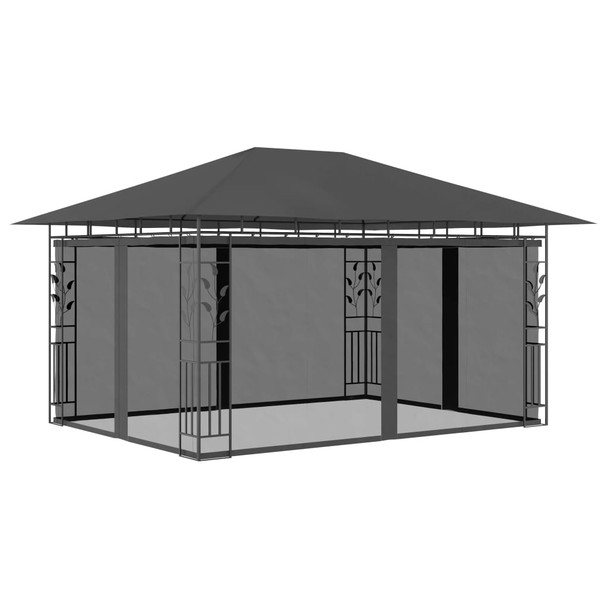 Sjenica s mrežom protiv komaraca 4x3x2,73 m antracit 180 g/m²