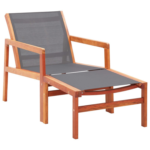 vidaXL Vrtna stolica siva od masivnog drva eukaliptusa i tekstilena