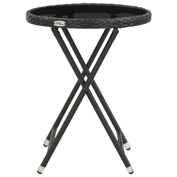 Stolić za čaj crni 60 cm poliratana od kaljenog stakla