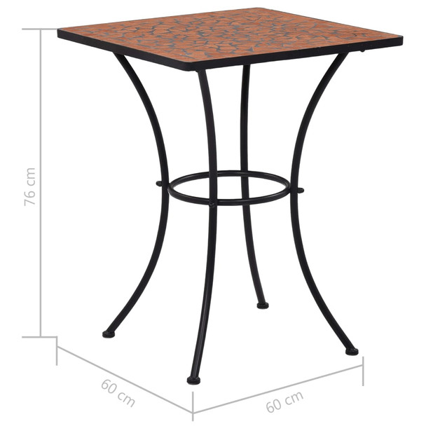 Bistro stolić s mozaikom boja cigle 60 cm keramički