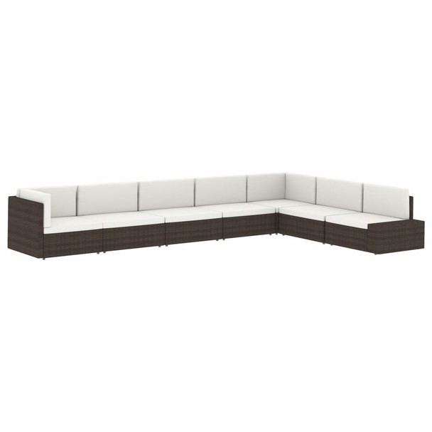 Modularna kutna sofa od poliratana s lijevim naslonom smeđa