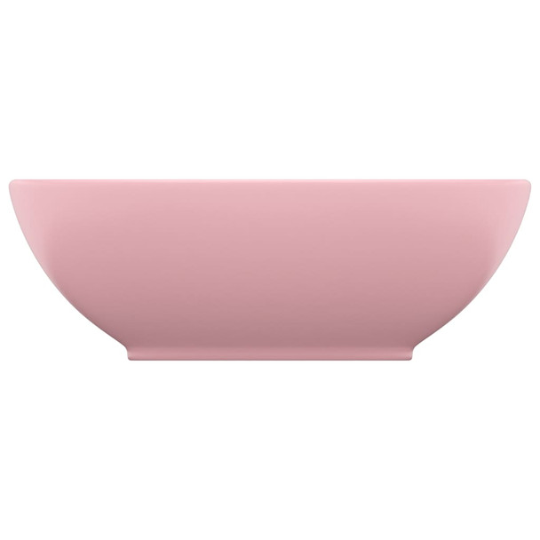 Luksuzni ovalni umivaonik mat ružičasti 40 x 33 cm keramički