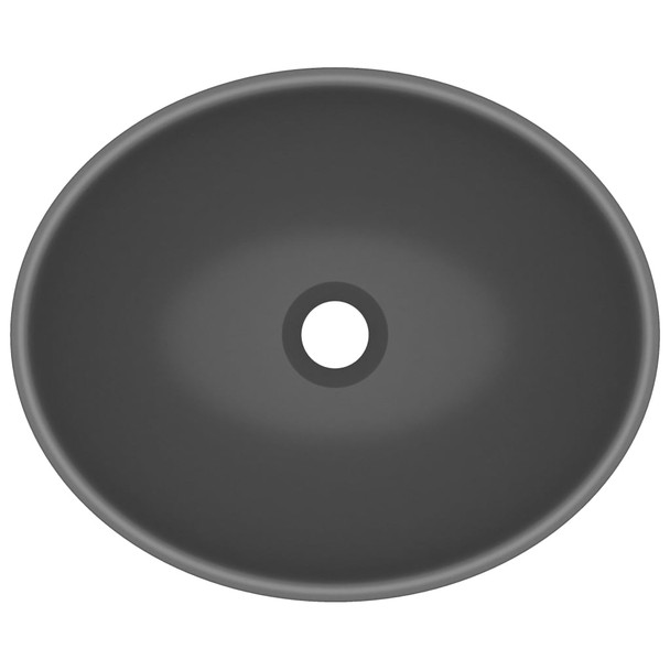 Luksuzni ovalni umivaonik mat tamnosivi 40 x 33 cm keramički