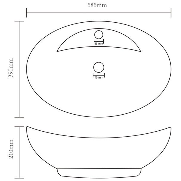 Luksuzni ovalni umivaonik mat tamnosmeđi 58,5 x 39 cm keramički
