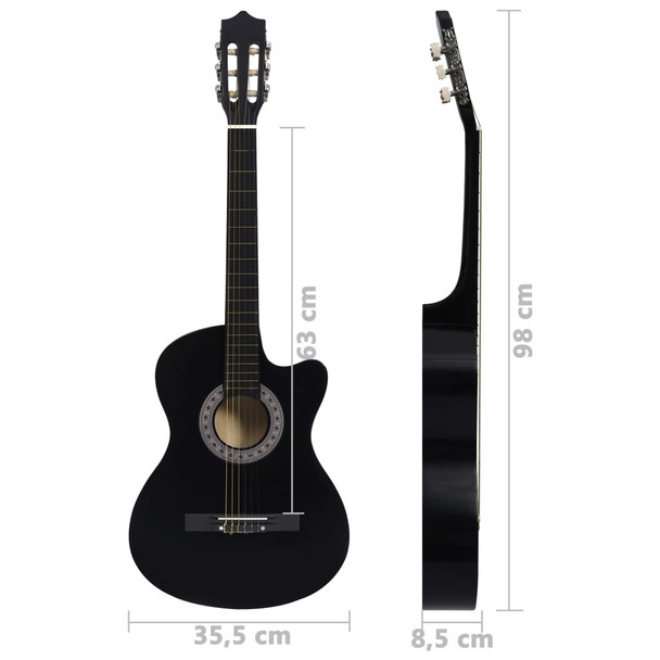 Klasična gitara Western s prorezom i 6 žica crna 38 "