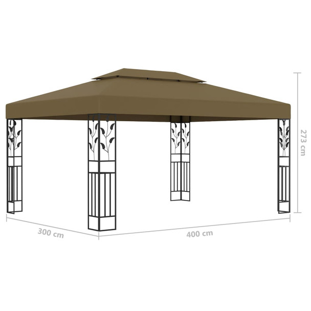 Sjenica s dvostrukim krovom 3 x 4 m smeđe-siva 180 g/m²