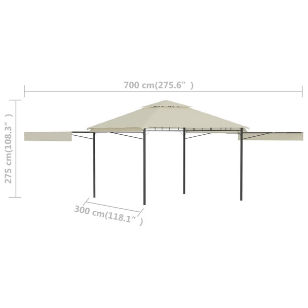 Sjenica s dvostrukim produžnim krovom 3x3x2,75 m krem 180g/m²