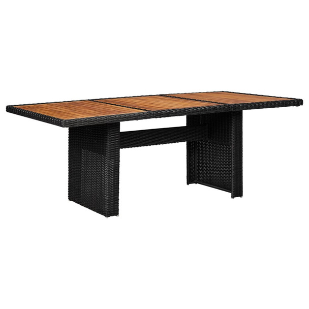 Vrtni blagovaonski stol crni 200 x 100 x 74 cm od poliratana