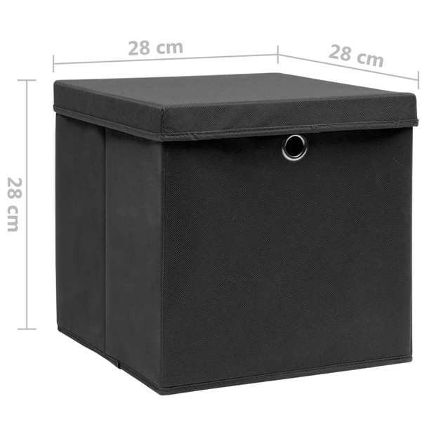 Kutije za pohranu s poklopcima 4 kom 28 x 28 x 28 cm crne