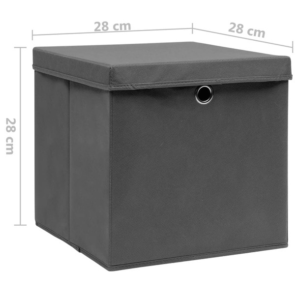 Kutije za pohranu s poklopcima 10 kom 28 x 28 x 28 cm sive