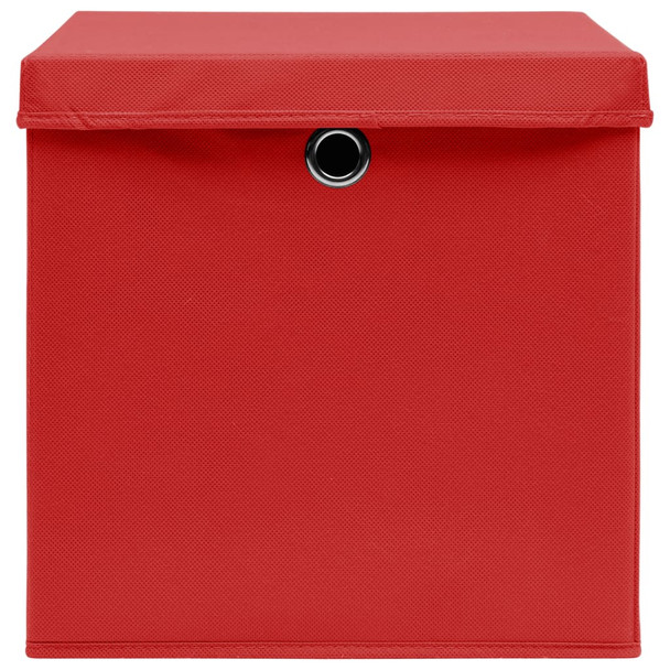Kutije za pohranu s poklopcima 10 kom 28 x 28 x 28 cm crvene