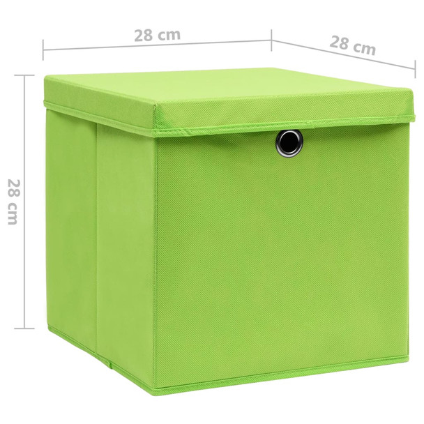 Kutije za pohranu s poklopcima 10 kom 28 x 28 x 28 cm zelene
