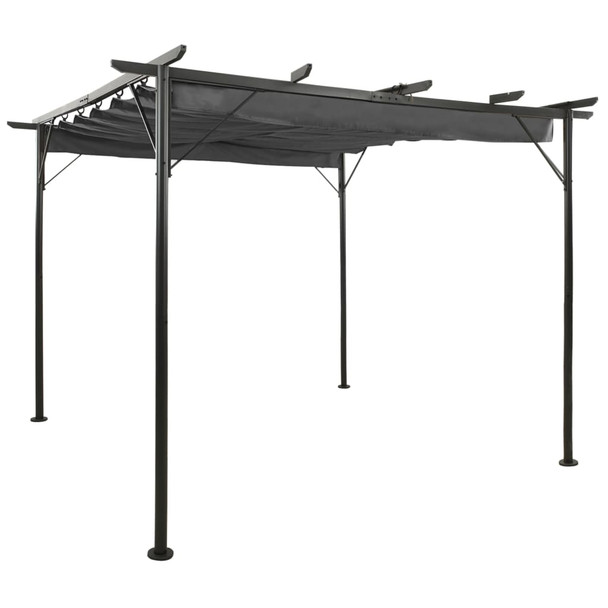 Pergola s pomičnim krovom antracit 3 x 3 m čelična 180 g/m²