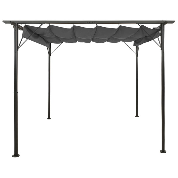 Pergola s pomičnim krovom antracit 3 x 3 m čelična 180 g/m²