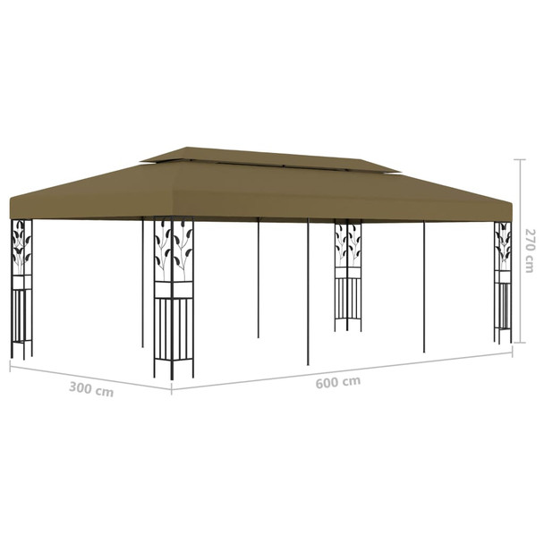 Sjenica 6 x 3 m smeđe-siva 180 g/m²